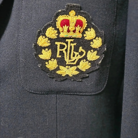 Lauren Ralph Lauren Vintage Navy Blue Blazer with Crest & Gold Buttons Size 6 - Picture 6 of 10